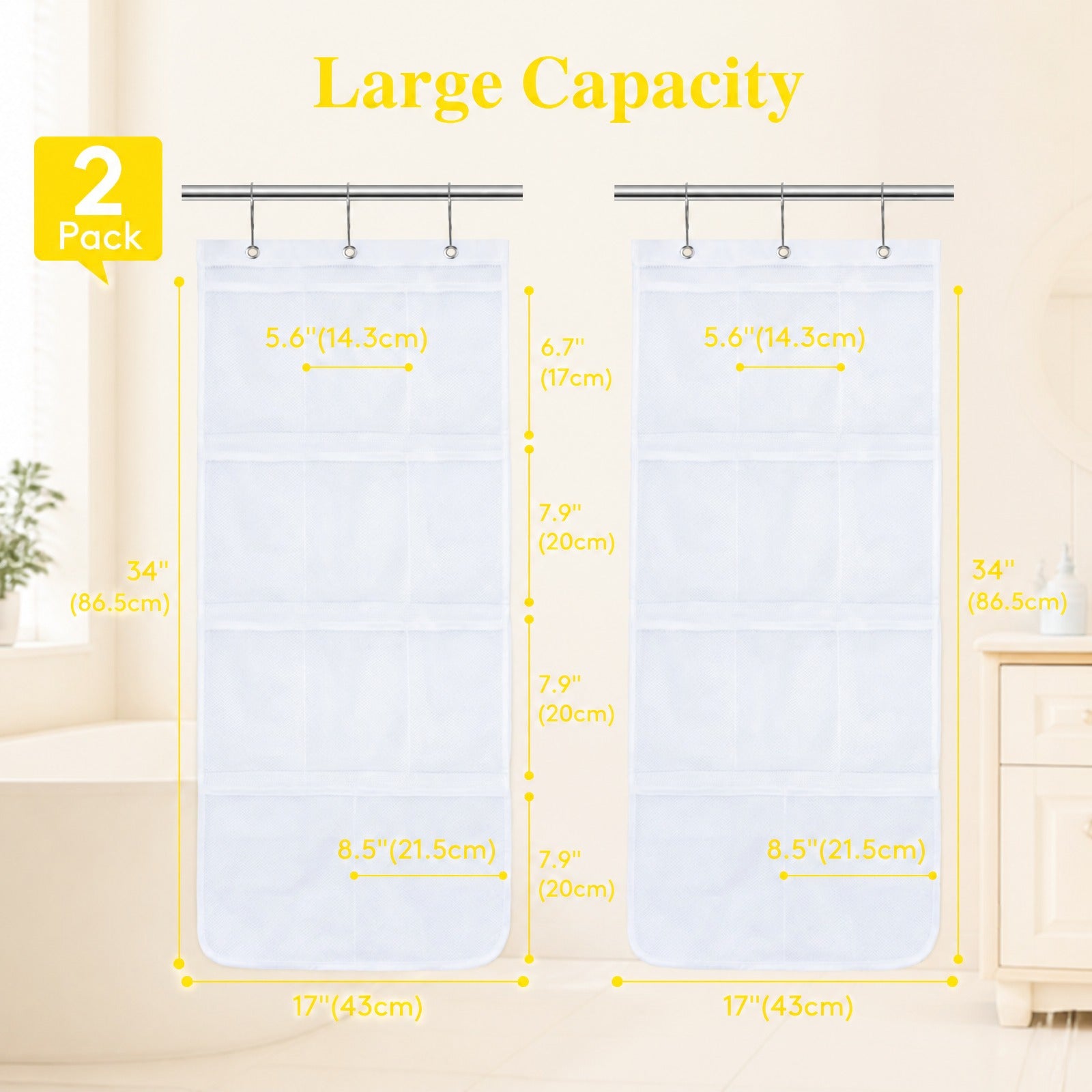 Easy-Access 1/2/3/4 Pack Home Storage Organizer – space-saving everyday organization, 7 Pocket Hanging Mesh Shower Caddy Quick-Dry Portable Bathroom Organizer for Soap Shampoo Cruise, designed for American homes, daily convenience and practical gifti