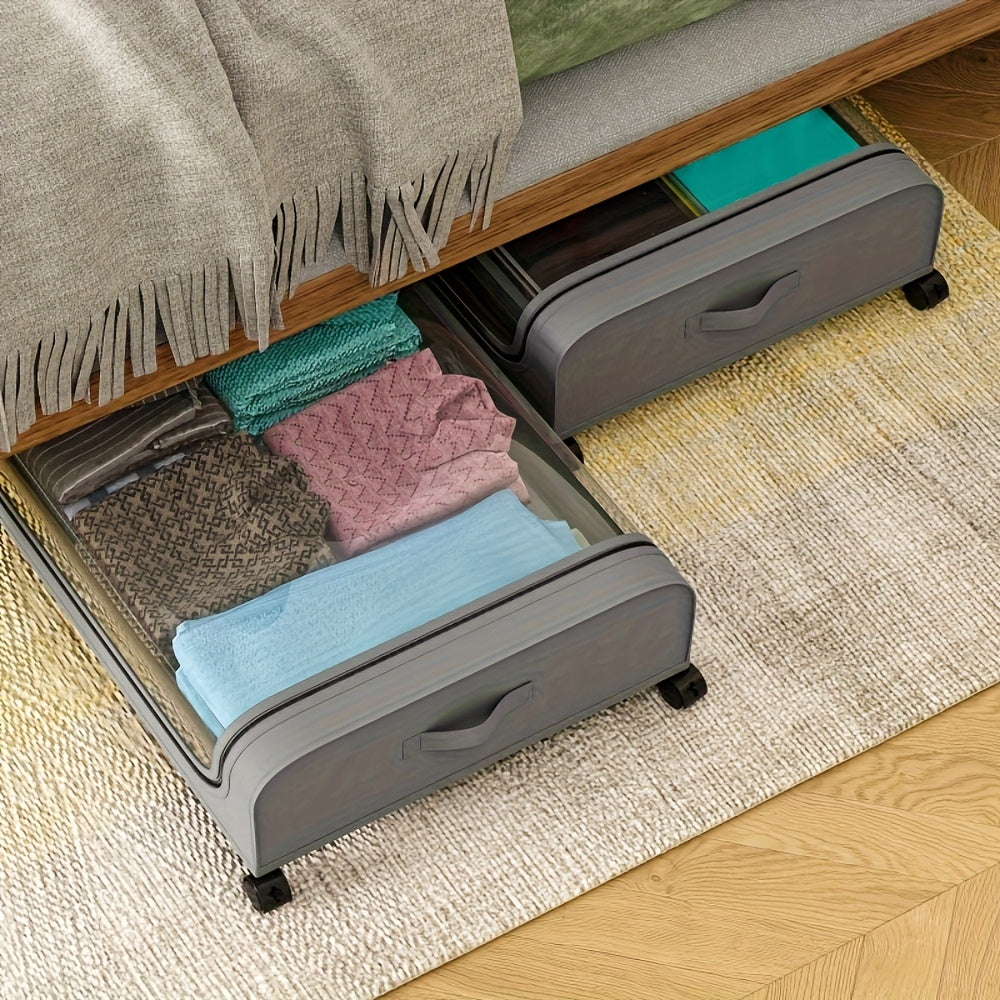 Heavy-Duty 2pcs Stackable Home Storage Bins – portable space-saving storage, 2pcs Under Bed Storage Organizer Metal Underbed Bins With Wheels And Lid Metal Underbed, designed for American homes, daily convenience and practical gifting