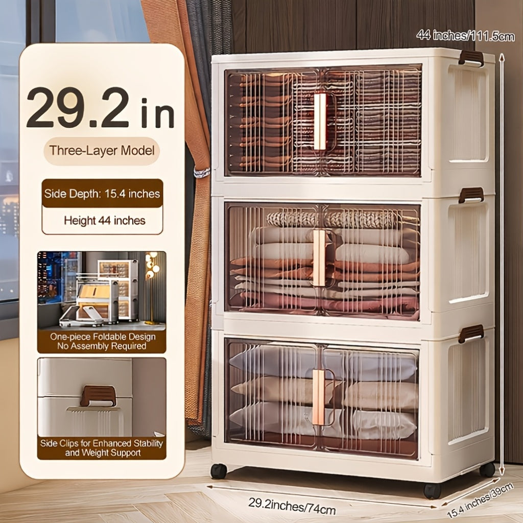 Versatile Stackable Home Storage Bins – portable space-saving storage, 29 2In Folding Storage Cabinet 3 4 5-Tier Extra Large Plastic Storage Bins with, designed for American homes, daily convenience and practical gifting
