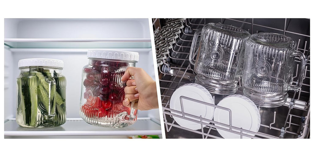 Space-Saving 74 Oz Mason Jar Set – clear reusable pantry storage, Amzcku 2 Set of Large Glass Mason Jars 74 Oz Wide Opening with Lid, designed for American homes, daily convenience and practical gifting