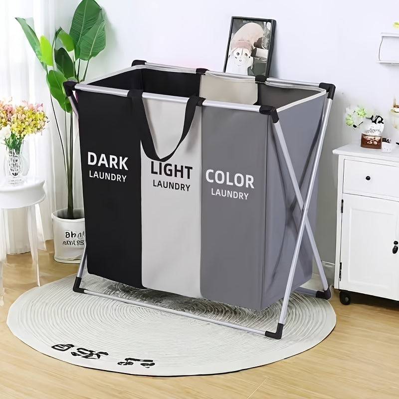 Easy-Access Stackable Home Storage Bins – portable space-saving storage, 3 Section Laundry Basket Foldable Hamper Sorter with Oxford Bags Large Rectangular Laundry Hamper, designed for American homes, daily convenience and practical gifting