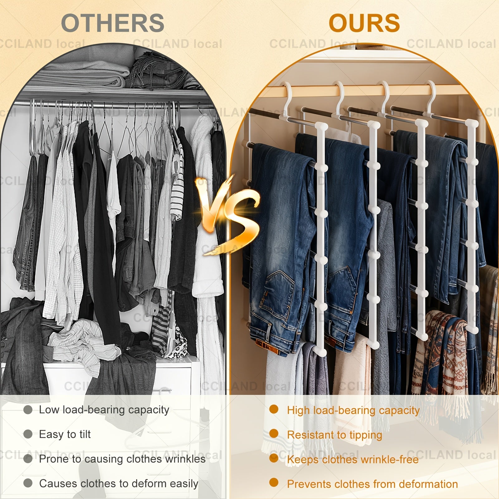 Smart 4/8pcs Home Storage Organizer – space-saving everyday organization, 4 8pcs Multi Layer Stainless Steel Pants Hanger Space Saving Wardrobe Organizer Non Slip, designed for American homes, daily convenience and practical gifting