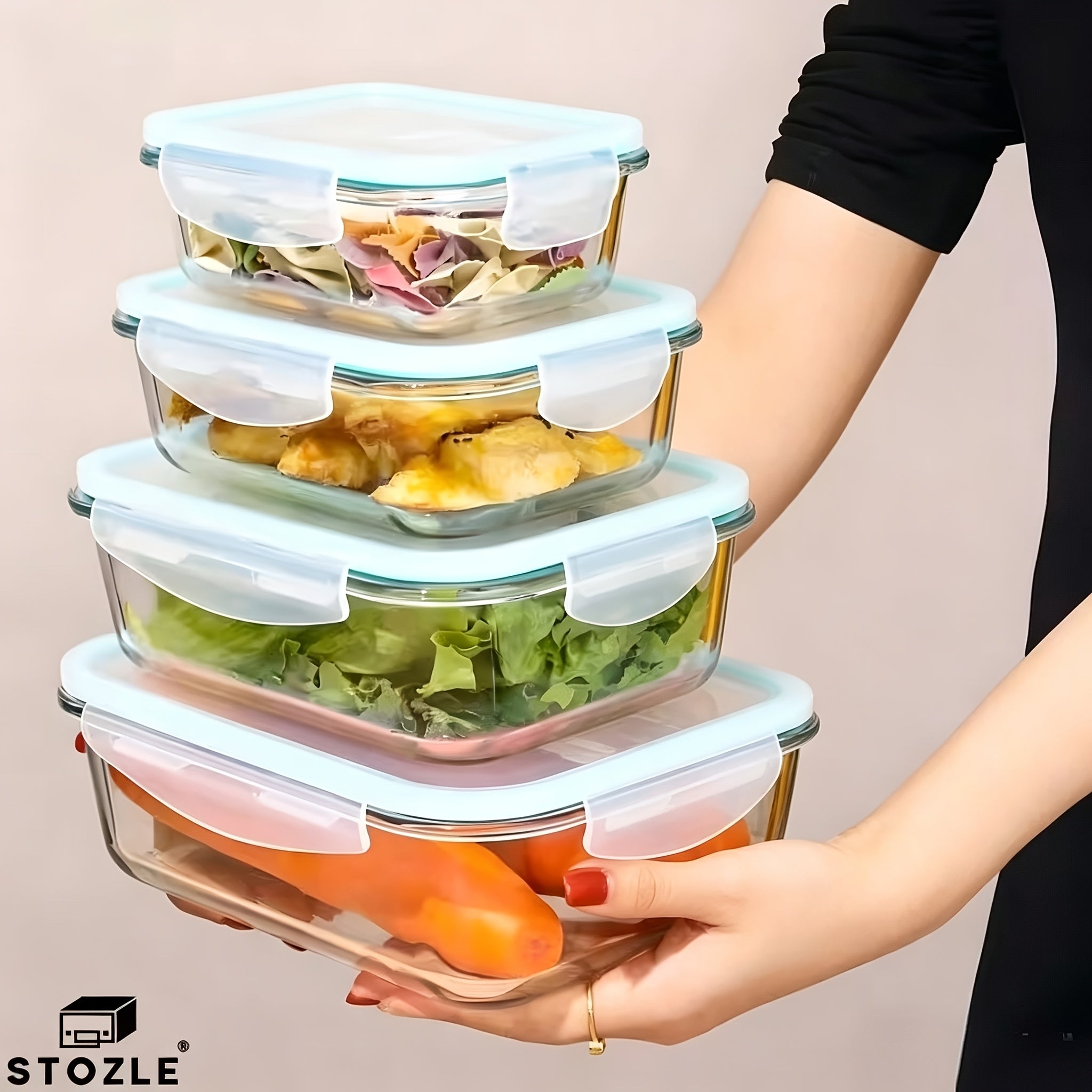 Kitchen Essential – [Glass Food Storage Set] 18pcs Sealed Glass Food Storage Gift Box Set, with Air Holes on The Lids, Perfect for Salads, Fruits, Vegetables And Sandwiches, Lunch Box | Seal