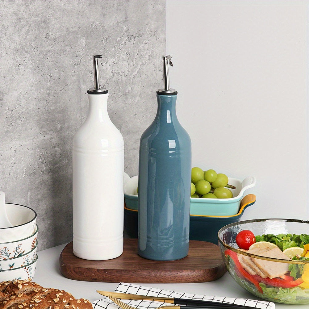 [Oil Dispenser Bottle] Sweejar Large Ceramic Olive Oil Dispenser Bottle, Opaque Oil Cruet Protects Oil To Reduce Oxidation, Storage Oil, Vinegar, Soy Sauce & Other Liquids, Pack Of 1, 24 Fl Oz