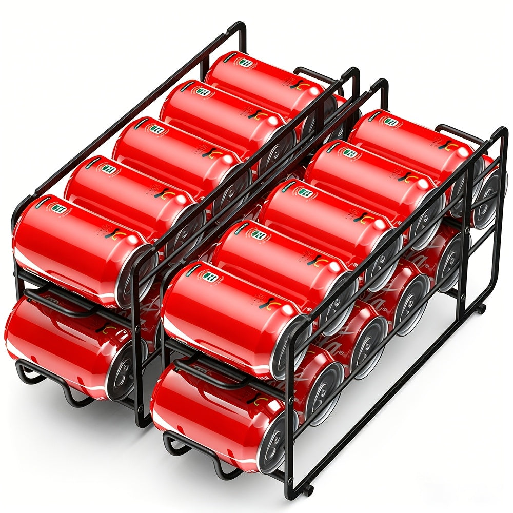2 Pack Sliding Can Dispenser Rack Stackable Can Storage Organizer Rack For Canned Food Kitchen Cabinet Pantry Countertop Can Rack Organizer