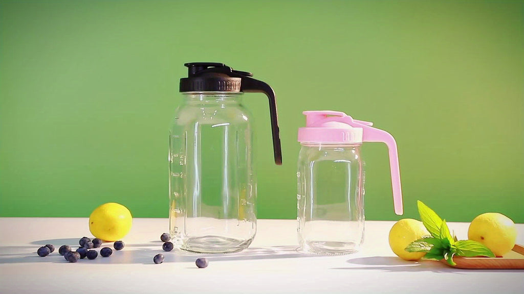 2/3-Pack, 64oz Mason Jar with Measurement Markings, Mason Jar Set, Cold Water Pitcher, Glass Pitcher with Handle and Lid