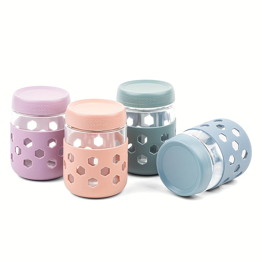 6-pack 16 Oz Overnight Oats Containers With Lids Protective Silicone Sleeve, Glass Jars With Airtight Lids, Wide Mouth Mason Salad Jars, Glass Food Storage Containers For Snacks Yogurt Spice Sugar