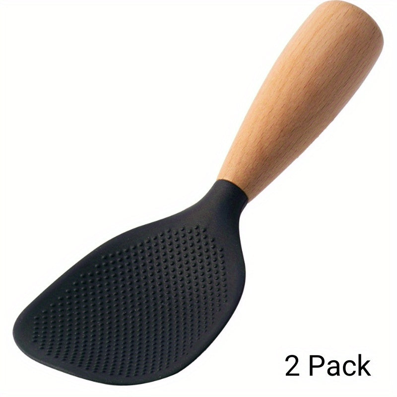 Home Living Essential – versatile meal preparation, 2 Pack Silicone Rice Potato Server with Wooden Handle
