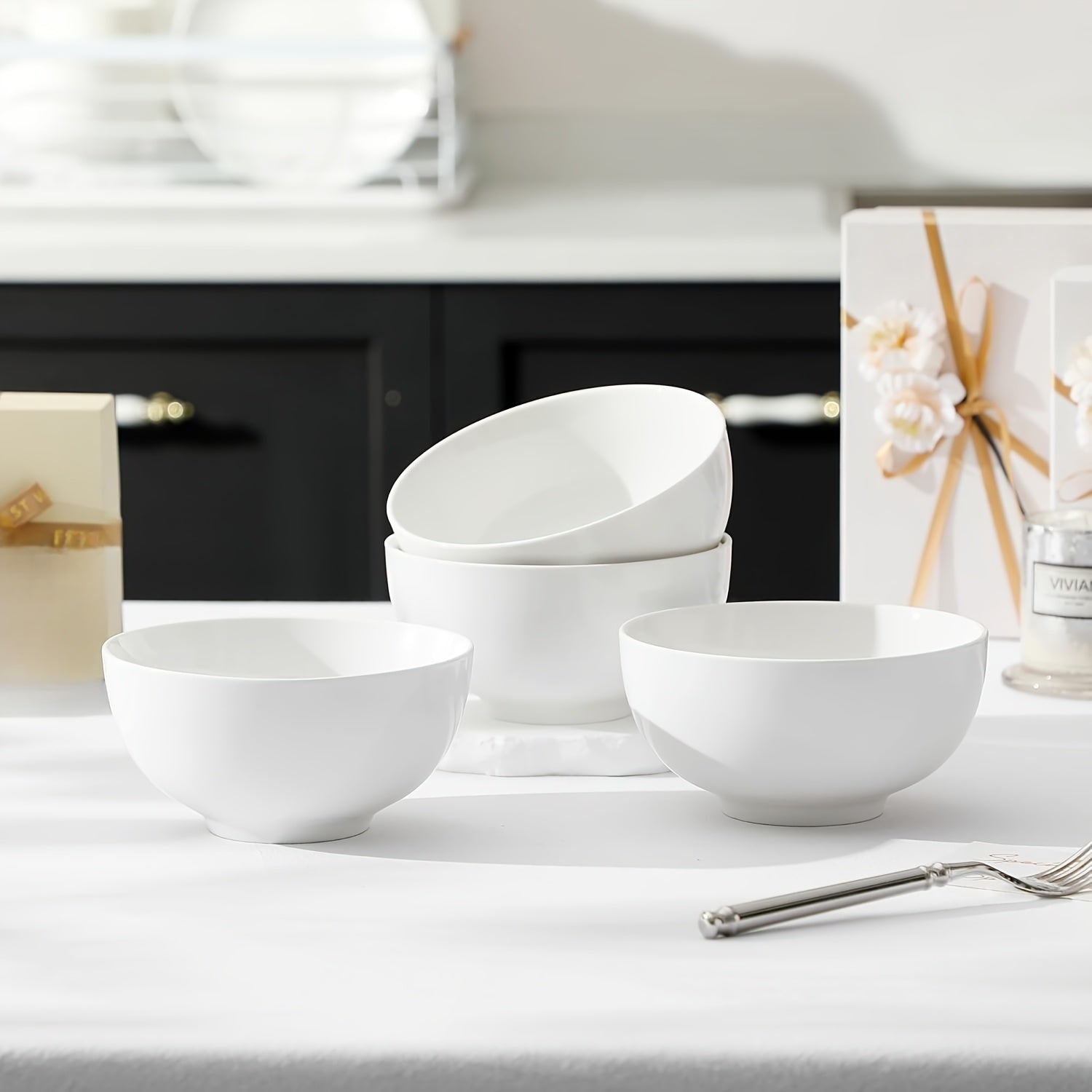 Premium 4/6pcs Home Storage Organizer – space-saving everyday organization, 4 6pcs 22oz White Ceramic Bowls Perfect for Soup Bowls for Kitchen Cereal Bowl, designed for American homes, daily convenience and practical gifting