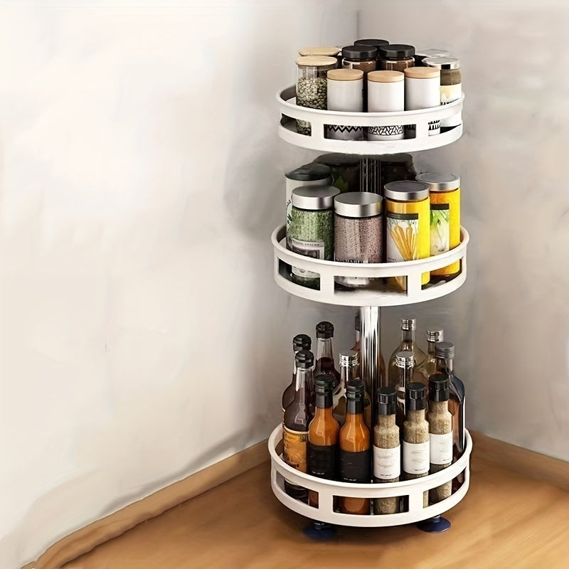 Versatile Glass Spice Jar Set – clear reusable pantry storage, 3-Layer Rotatable Kitchen Seasoning Rack Metal Turntable Rotatable Spice And Seasoning Storage Rack Spice, designed for American homes, daily convenience and practical gifting