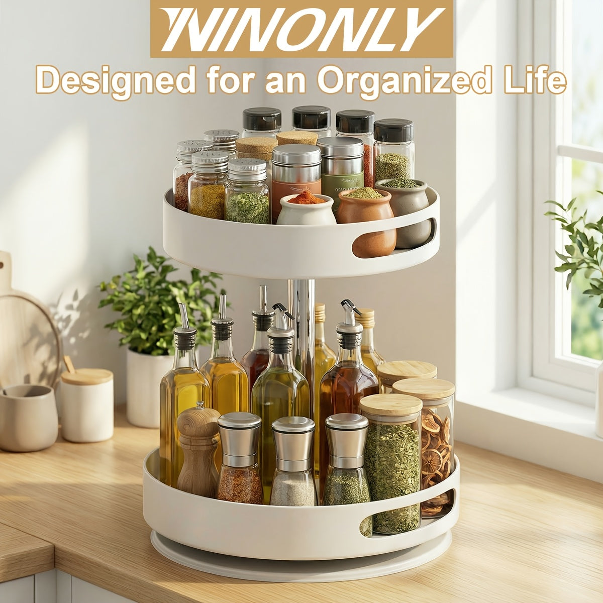 Heavy-Duty Adjustable Home Storage Rack – durable multi-purpose storage, Single Double Rotating Spice Rack Lazy Susan Organizer Household Round Spice Organizer for Cabinet, designed for American homes, daily convenience and practical gifting