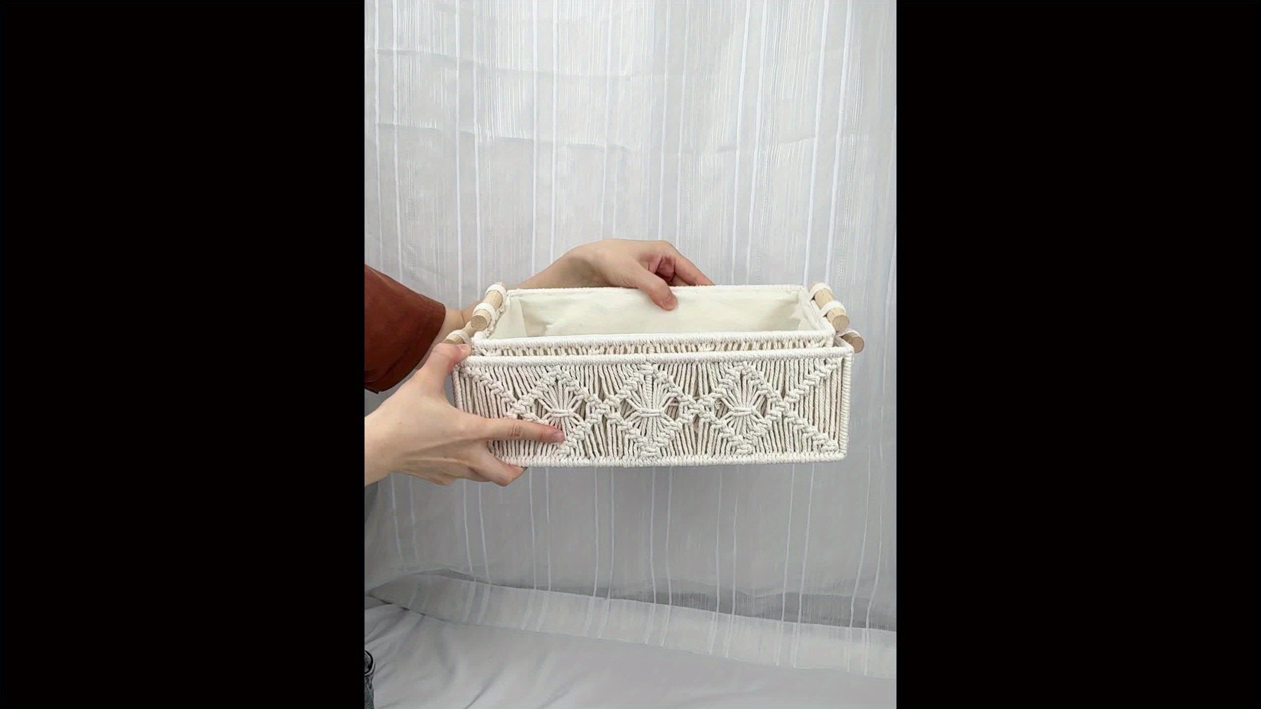 Premium 2pcs Adjustable Home Storage Rack – durable multi-purpose storage, 2pcs Bohemian Handmade Macrame Storage Basket Set with Handles Multipurpose Organizer for Food Jewelry, designed for American homes, daily convenience and practical gifting