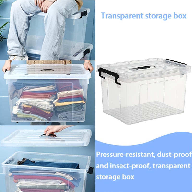 2/4/6pcs, 8/15 Quark Large Plastic Storage Box with Lid | Heavy-duty Bathroom Storage, Pressure-resistant, Sealed Transparent Storage Container with Lid | Essential Storage Item for Home And Dormitory, Suitable for Home/Garage And Other Uses