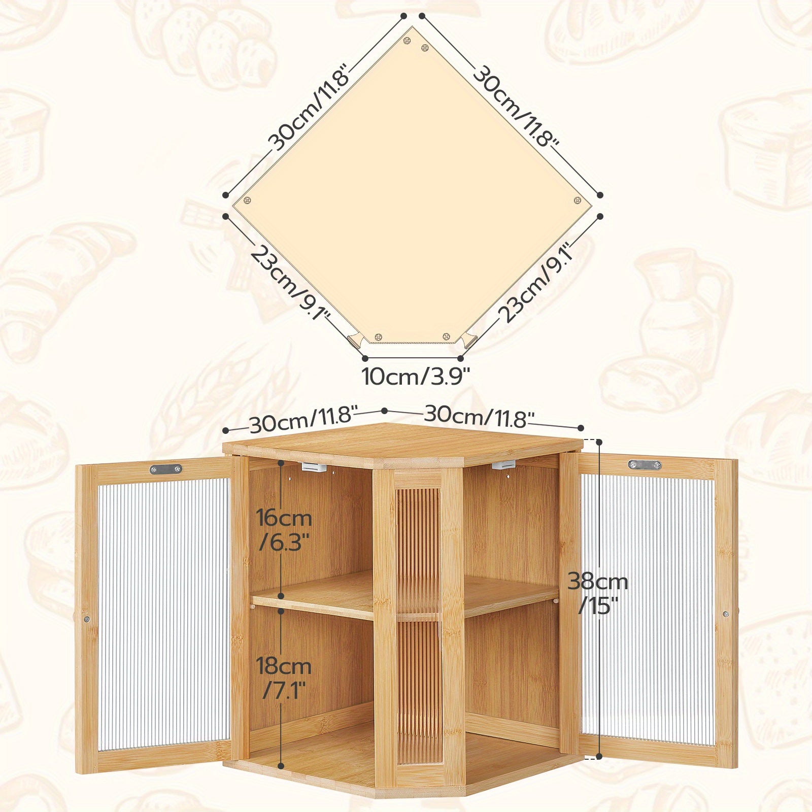 Modern Countertop Bread Storage Box – fresh-bread countertop organization, Natural Bamboo Bread Box Kitchen Countertop Corner Bread Box Large Capacity 2-Tier Bread Box, designed for American homes, daily convenience and practical gifting