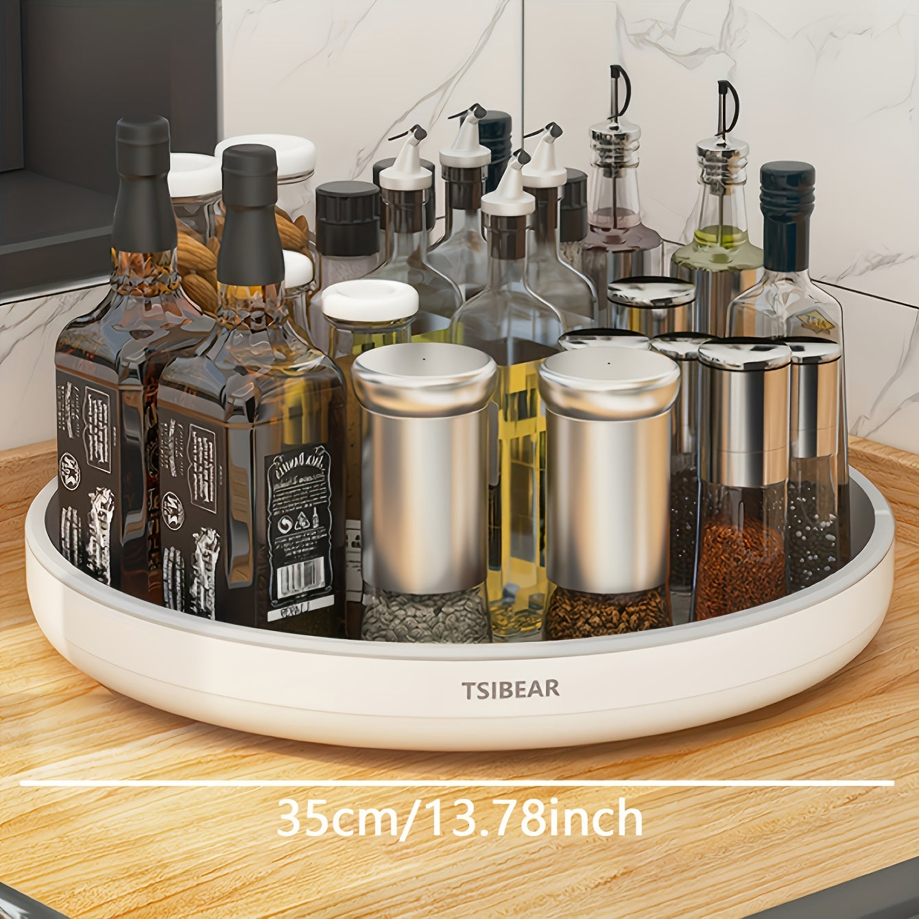 Storage Rack – 360° Rotating Spice Organizer - Space-Saving Countertop Storage Rack for Kitchen C