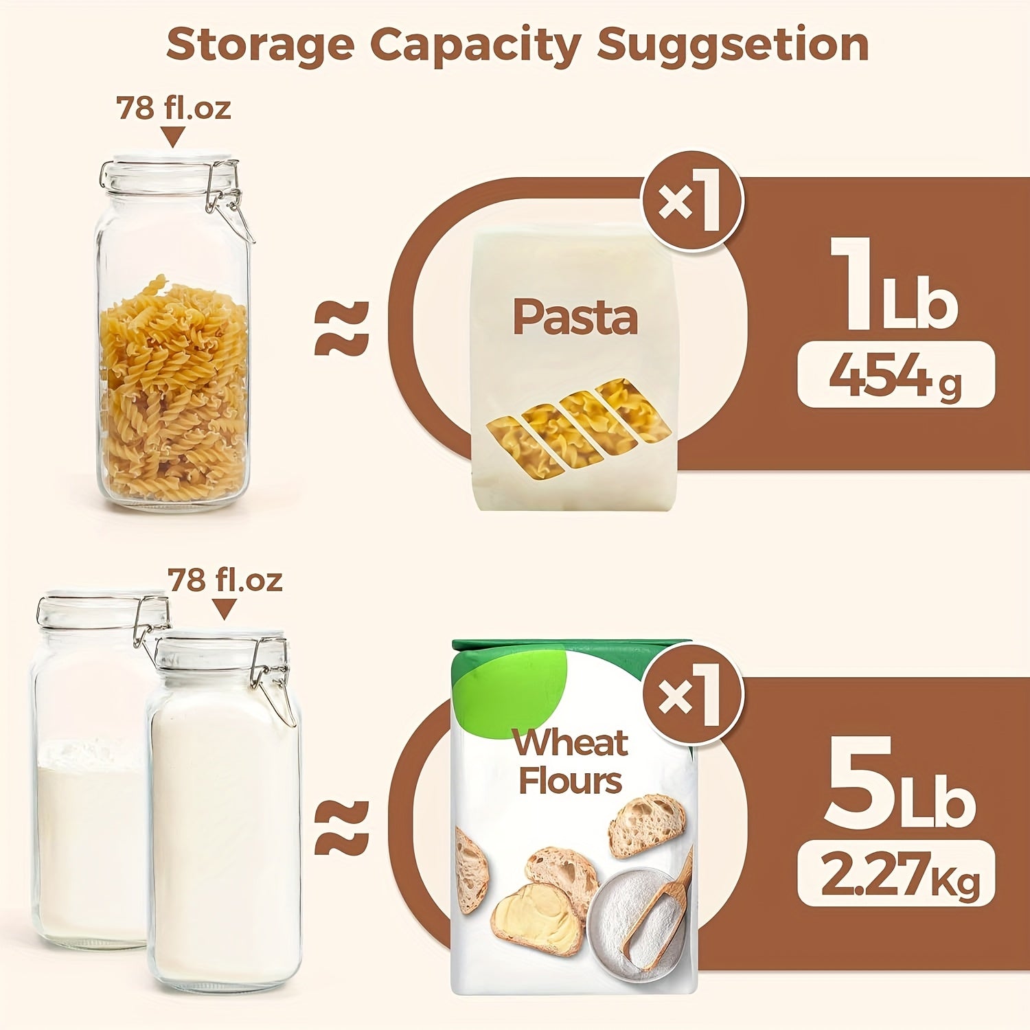 Heavy-Duty 78oz Airtight Storage Jar Set – clear reusable pantry storage, Airtight Glass Canister Set Of 3 with Lids 78oz Food Storage Jar Square -, designed for American homes, daily convenience and practical gifting