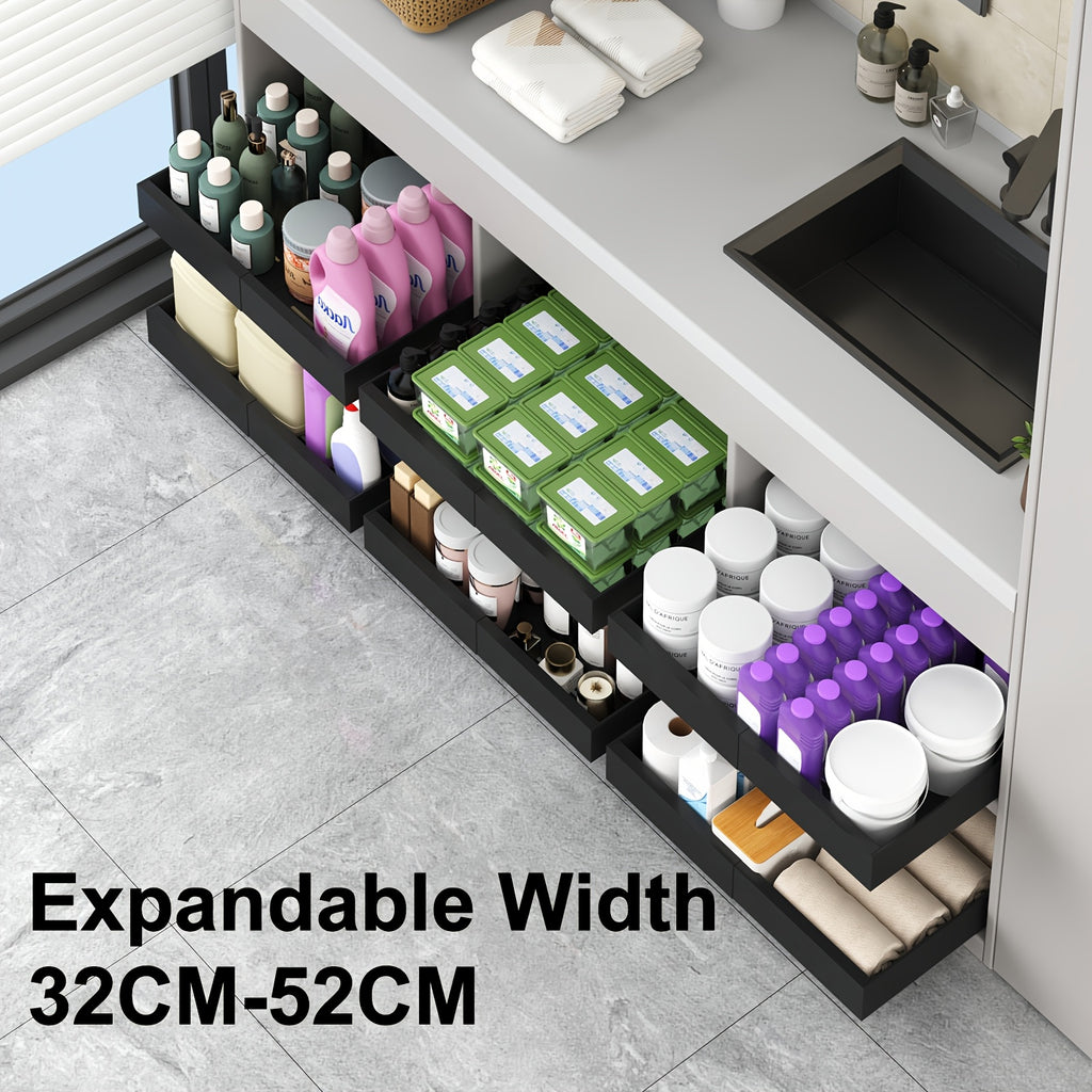 Easy-Access 2/4/6pcs Pull-Out Cabinet Organizer – smooth-access cabinet organization, 2 4 6pcs Expandable Pull Out Drawers for Kitchen Cabinets Sliding Storage Shelves Heavy, designed for American homes, daily convenience and practical gifting
