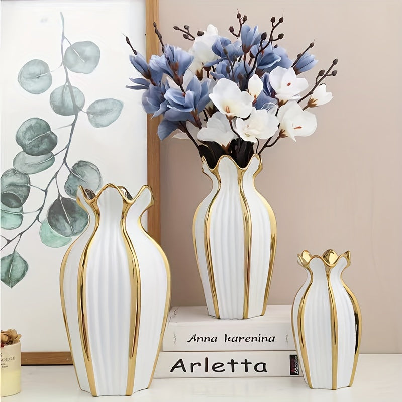 Contemporary Electroplated Decorative Ceramic Vase for Elegant Flower Arrangements in The Living Room