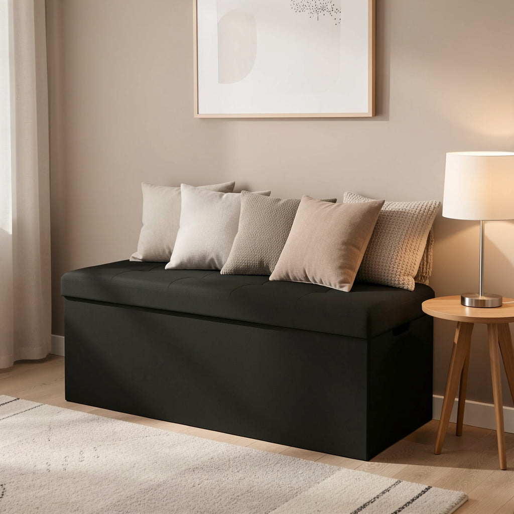 Premium Decorative Home Lighting – warm functional room lighting, Leather Or Linen Ottoman Storage Bench 3 Sizes 30 31 5 And 43 5, designed for American homes, daily convenience and practical gifting