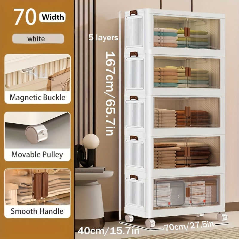 Space-Saving Stackable Home Storage Bins – portable space-saving storage, 1 2 3 4 5 Layers Collapsible Lockers Plastic Clutter Storage Boxes with Doors, designed for American homes, daily convenience and practical gifting