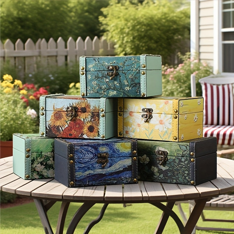 Premium Stackable Home Storage Bins – portable space-saving storage, Vintage Scandinavian Floral Wooden Storage Box Outdoor Patio Storage Box Dust-Proof Multi-Use Storage Box, designed for American homes, daily convenience and practical gifting