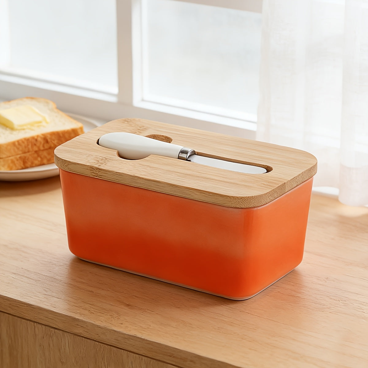 Kitchen Tools – covered refrigerator storage, 1pc Luxury Large Butter Dish with Lid - Ceramic Coun
