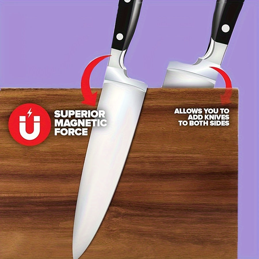 Heavy-Duty 1pc Adjustable Home Storage Rack – durable multi-purpose storage, 1pc Home Kitchen Double-sided Wooden Magnetic Stands Holder Rack Magnetic Knife Block With Strong, designed for American homes, daily convenience and practical gifting