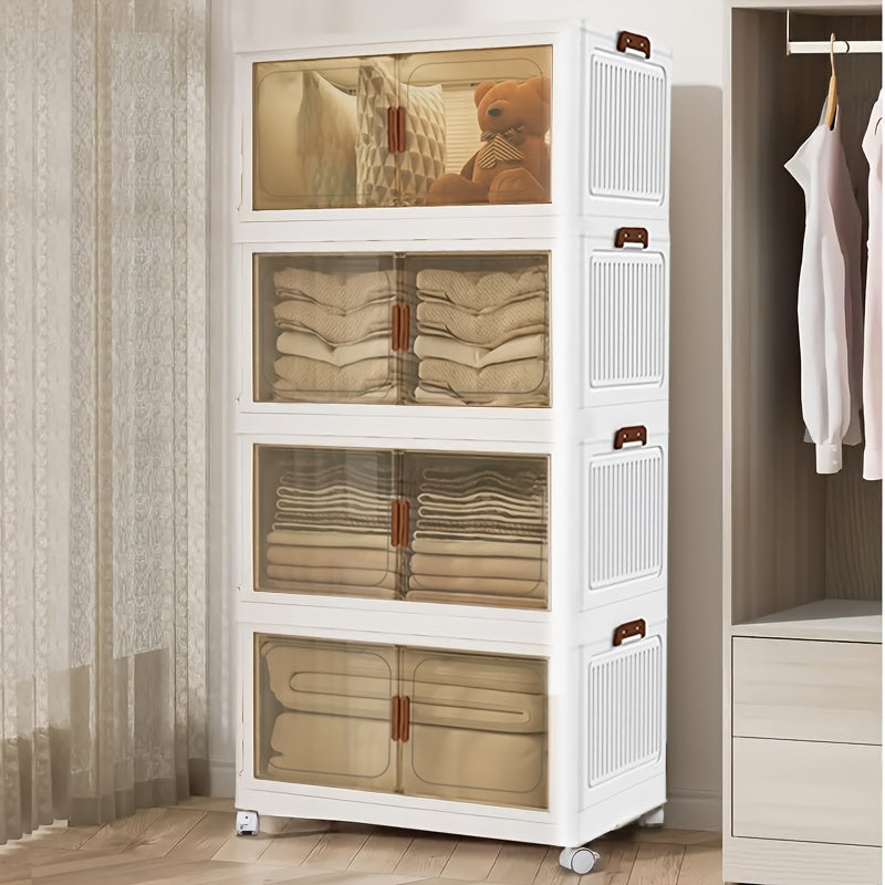 Storage Bins – 1 2 3 4 5 Layers Collapsible Lockers Plastic Clutter Storage Boxes with Doors