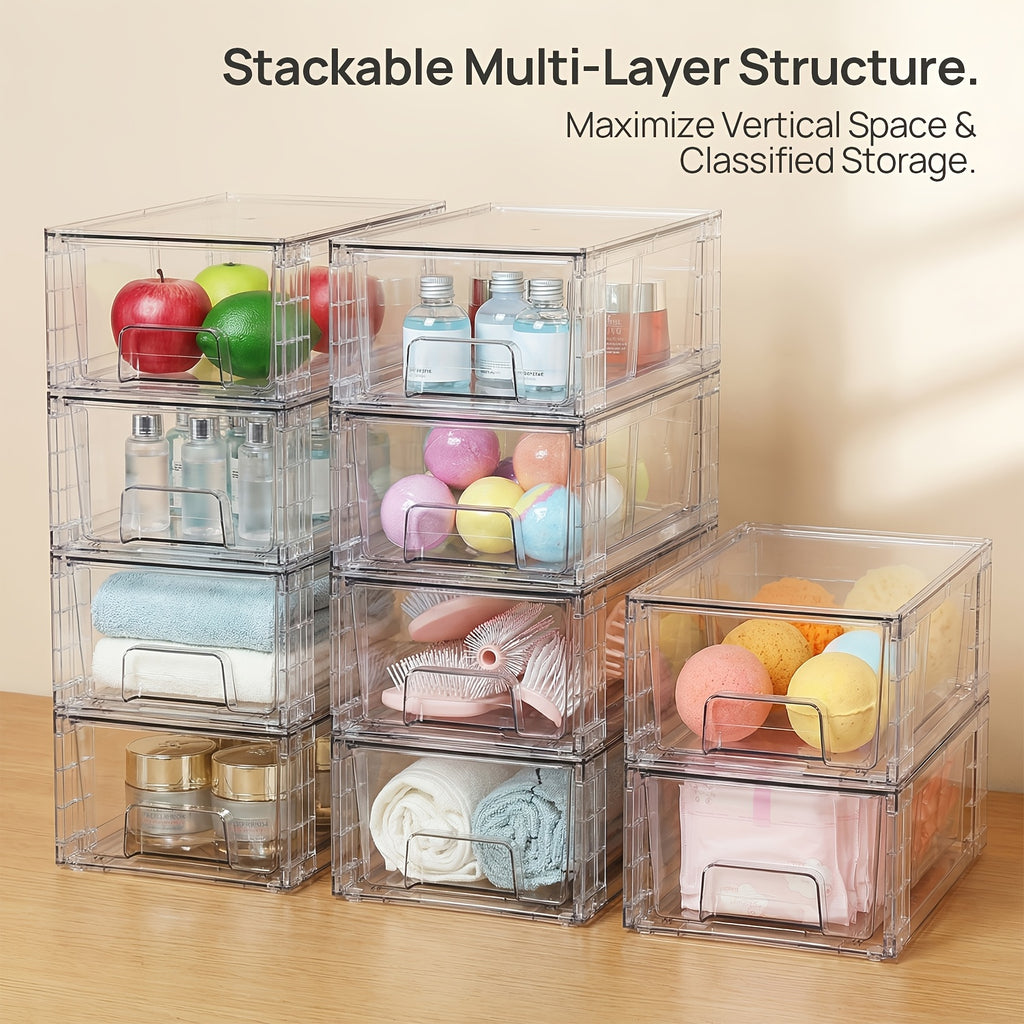 Modern 4/6/8/10 Pack Pull-Out Cabinet Organizer – smooth-access cabinet organization, Stackable Organizer Bins 4 6 8 10 Pack Clear Acrylic Food Storage Drawers With, designed for American homes, daily convenience and practical gifting