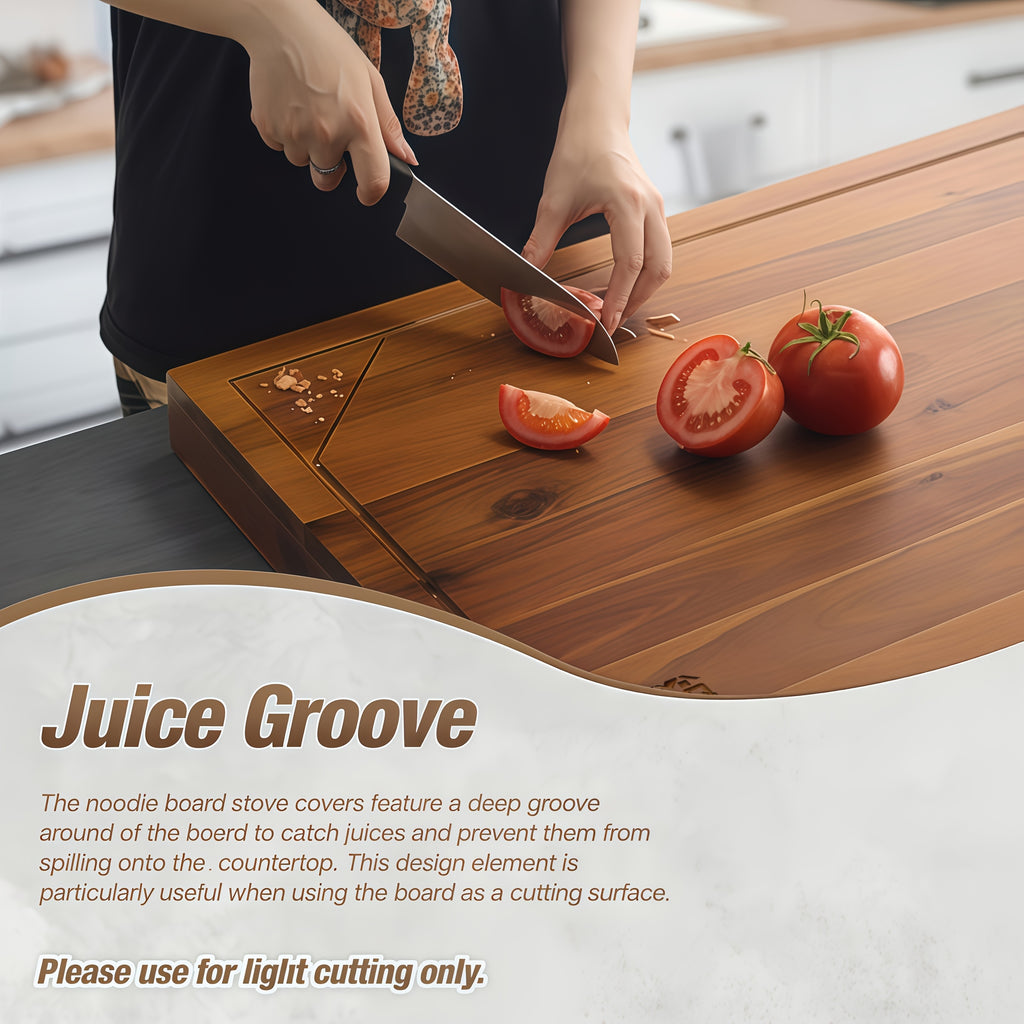 Smart Home Storage Organizer – space-saving everyday organization, Wood Gas Stove Cover Board-Acacia Wood Serving Tray with Handles - Perfect for Breakfast, designed for American homes, daily convenience and practical gifting