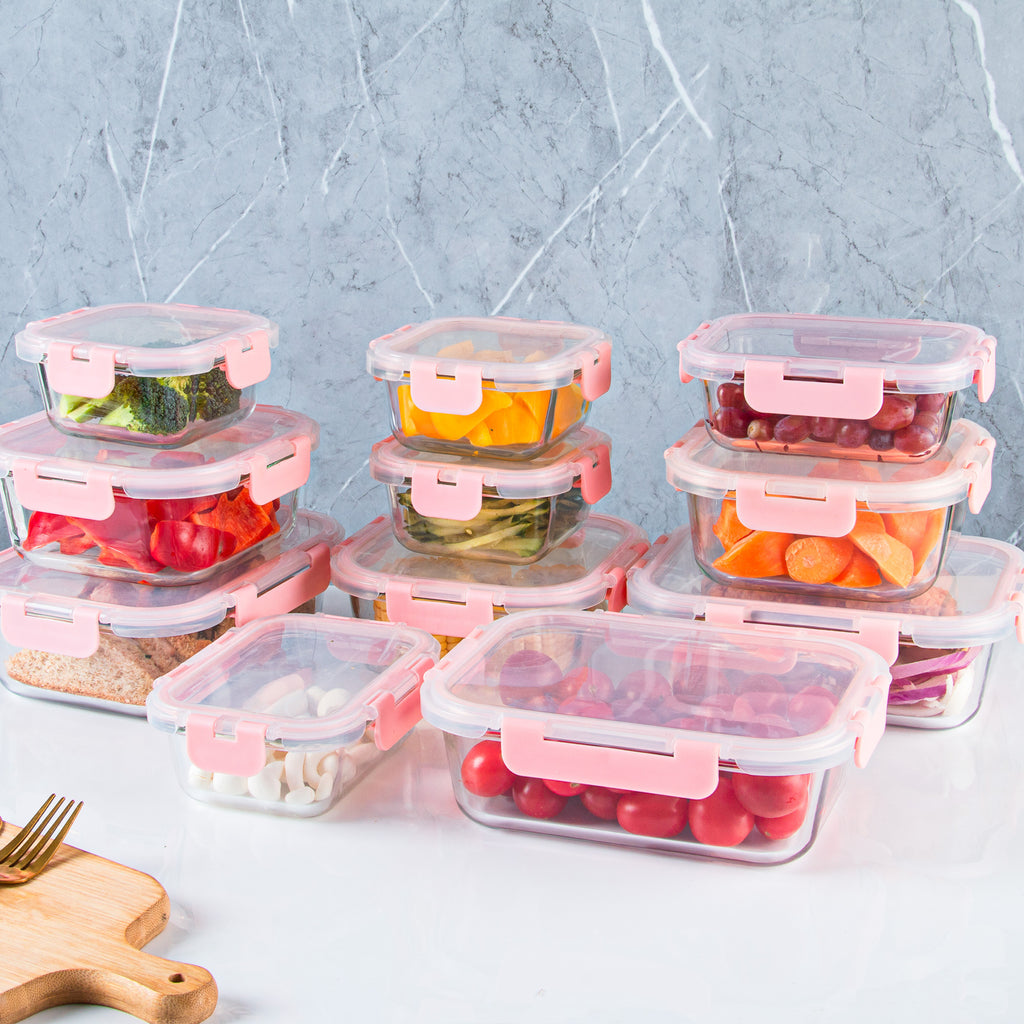 Easy-Access 12pcs Glass Meal Prep Container Set – leak-resistant reusable meal prep, 12pcs Glass Food Storage Containers with Lids Meal Prep Pantry Kitchen Storage Containers for, designed for American homes, daily convenience and practical gifting