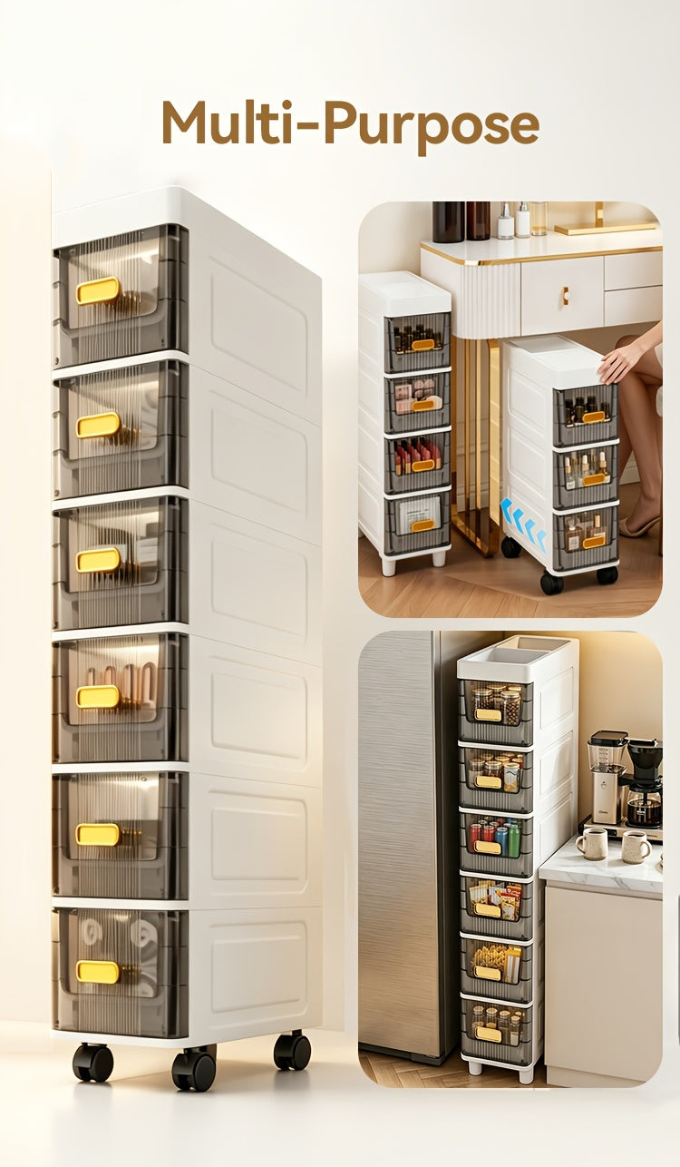 Compact Pull-Out Cabinet Organizer – smooth-access cabinet organization, Deluxe Slim Storage Cabinet with Drawers - Durable Waterproof PP Material Multi-Purpose Organizer with, designed for American homes, daily convenience and practical gifting