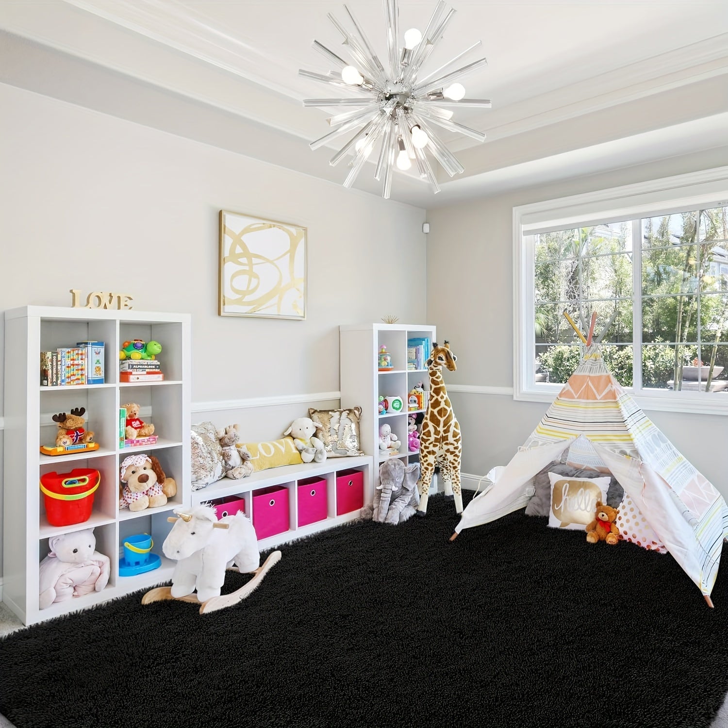 Area Rug – Large Modern Minimalist - Thick Memory Foam Padding, Soft Non-Slip Machine-Washabl