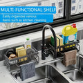 Kitchen Essential – Heavy-Duty Metal Kitchen Sink Organizer Tray - Built-in Sponge Holder with Dish Brush Slot - Space-Saving Countertop Organizer Compatible with Standard Sinks - Easy-Clean