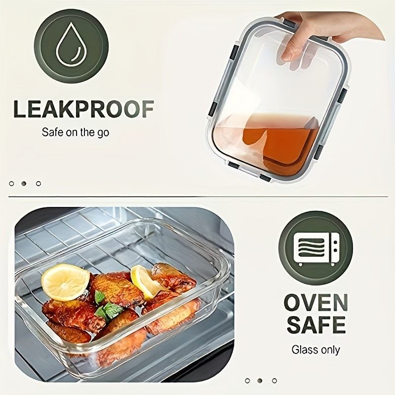 10pcs High-End Food Grade High Borosilicate Glass Meal Box Set - Sealed And Leak Proof, Microwave Safe, Dishwasher Compatible, BPA Free, Suitable for Home Kitchens, Offices, Outdoor Dining - Suitable for Controlling Food Portions And Storage
