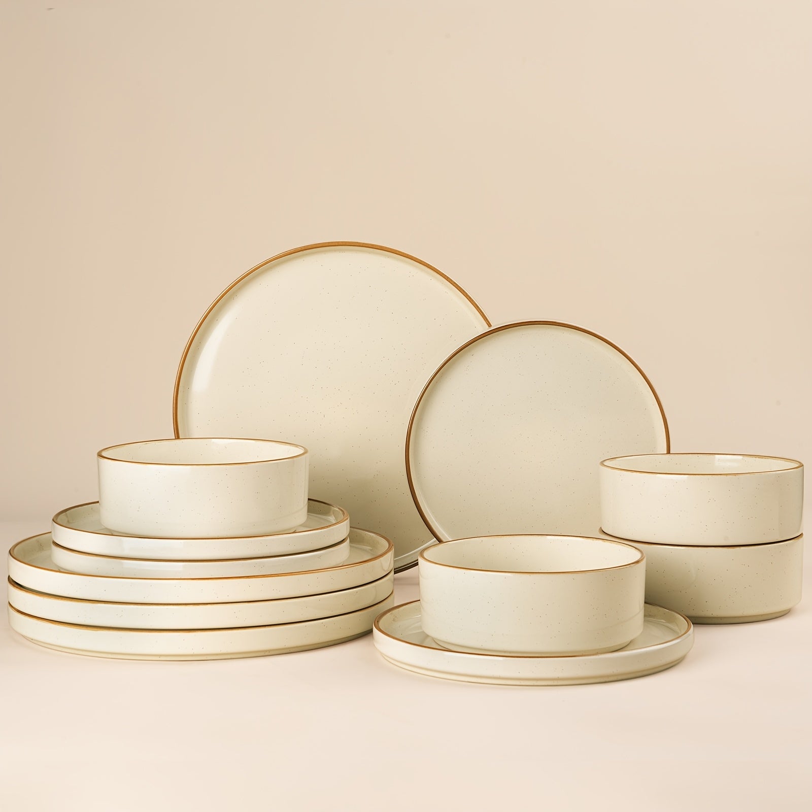 12pcs Stoneware Dinnerware Set for 4, Microwave And Dishwasher Safe