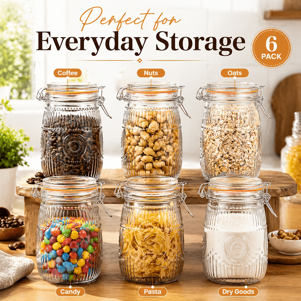 Easy-Access 32oz Mason Jar Set – clear pantry organization, reusable lidded storage, designed for American kitchens, pantries, apartments, home organization, daily use and practical gifting
