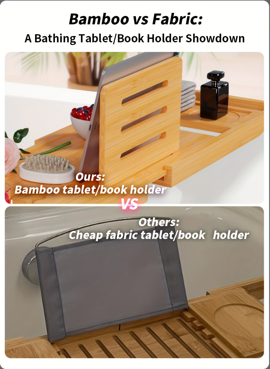 Sturdy And Durable Bathtub Tray, Made Of Wood. The Bath Table Tray Is Adjustable. The Bathtub - Specific Bath Caddy Tray Ensures Hassle - Free Storage. A Thoughtful Gift for Her.