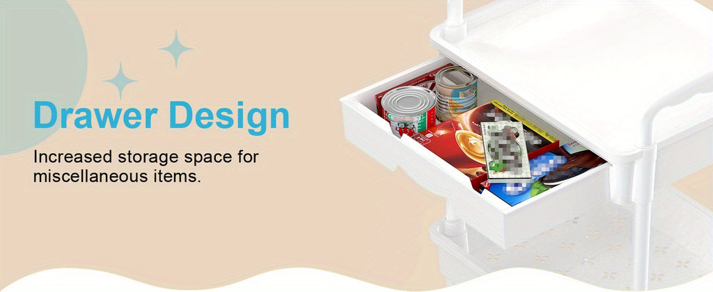 Easy-Access 3/4 Tier Refrigerator Bottle Organizer – easy-access beverage storage, Multi-Functional 3 4 Tier Rolling Storage Cart With Drawers - Durable Plastic Organizer With, designed for American homes, daily convenience and practical gifting