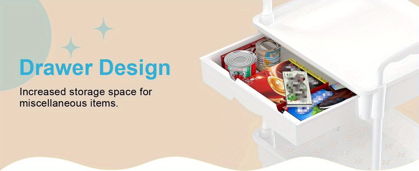 Easy-Access 3/4 Tier Refrigerator Bottle Organizer – easy-access beverage storage, Multi-Functional 3 4 Tier Rolling Storage Cart With Drawers - Durable Plastic Organizer With, designed for American homes, daily convenience and practical gifting