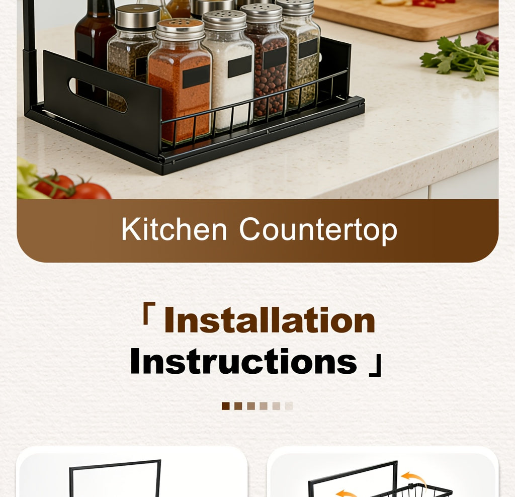 Kitchen Essential – 1/2pcs Kitchen Organizers And Storage, Kitchen Accessories, Utility Racks, Under Sink Organizer, Pull Out Cabinet Organizer, 2 Tier Slide Out Sink Shelf, Cabinet Storage