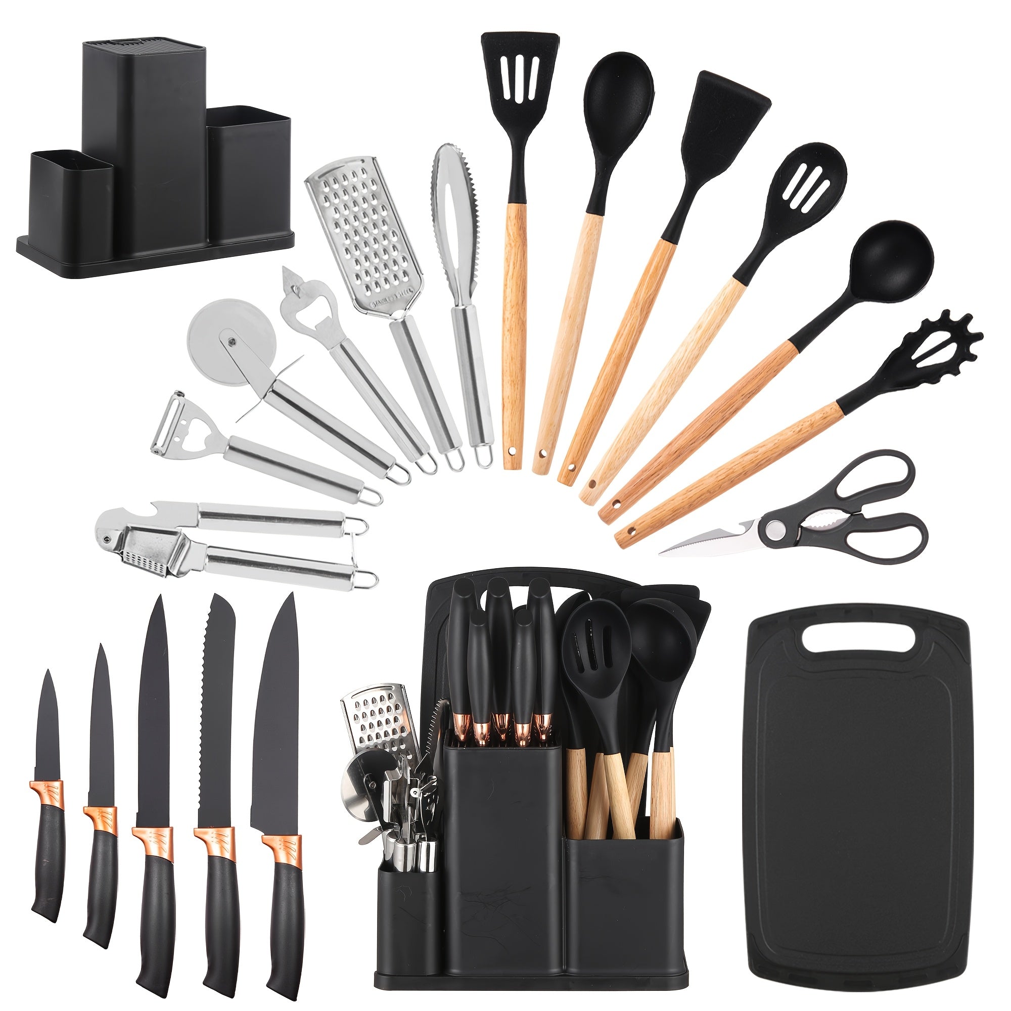 Kitchen Tools – 20pcs Premium Silicone Kitchen Utensil & Knife Set - All-In-One Nonstick Knife Set
