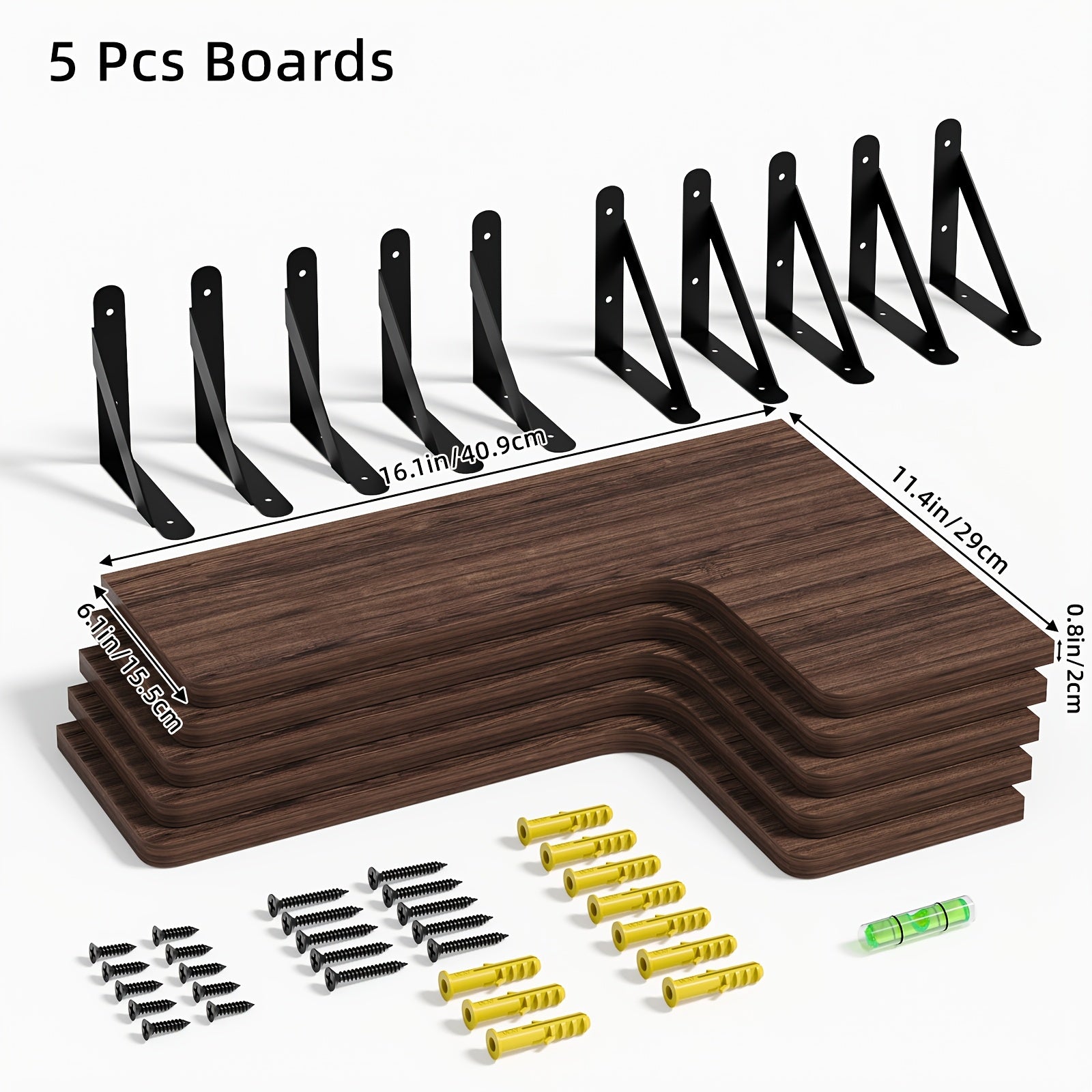Space-Saving 5/6pcs Adjustable Home Storage Rack – durable multi-purpose storage, TOMNK 5 6pcs Heavy-Duty Rustic Wood Corner Floating Shelves Suitable for for Wall-Mounted Storage, designed for American homes, daily convenience and practical gifting