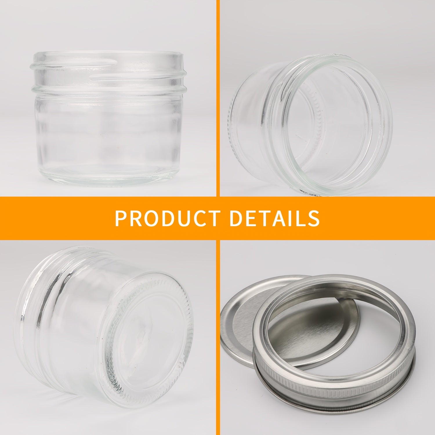 Modern 16/24/40/48pcs Glass Spice Jar Set – clear reusable pantry storage, 16 24 40 48pcs-4Oz Mason Jars Glass Canning Jars With Regular Silver Lids Ideal, designed for American homes, daily convenience and practical gifting