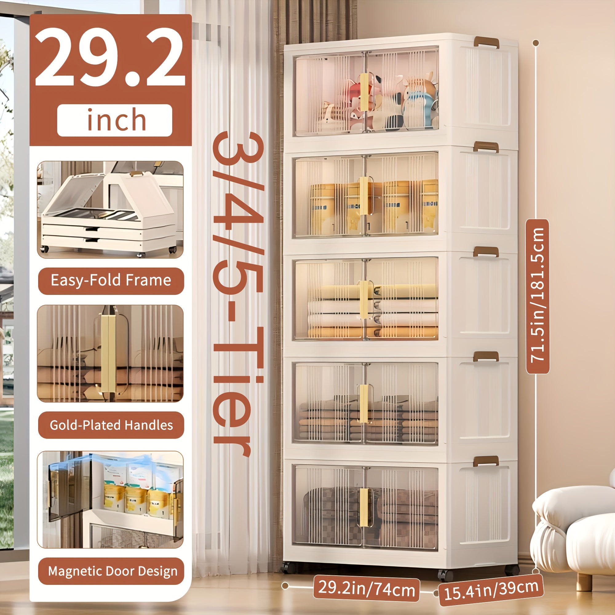 Versatile 3/4/5 Tier Stackable Home Storage Bins – portable space-saving storage, 29 2 Wide Extra Large Storage Cabinet - 3 4 5 Tier Plastic Storage, designed for American homes, daily convenience and practical gifting