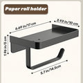 A Black Metal Toilet Paper Holder That Is Easy to Install Without Nails, Also Serves As a Multifunctional Storage Rack for Kitchens And Bathrooms, Ideal for Organizing Spices And Other Items