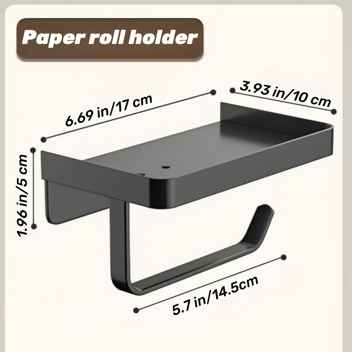 A Black Metal Toilet Paper Holder That Is Easy to Install Without Nails, Also Serves As a Multifunctional Storage Rack for Kitchens And Bathrooms, Ideal for Organizing Spices And Other Items