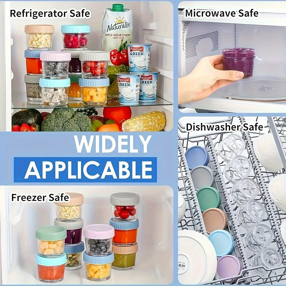 6pcs/10pcs Glass Food Storage Containers - 4oz Youngsters Food Jars with Lids Food Maker Microwave Dishwasher Freezer Safe Pickling Jars for Jelly, Jam, Honey, Spice, Essential Preserver for Home Storage And Gifting, Dessert Cup, Ice Cream Bowl