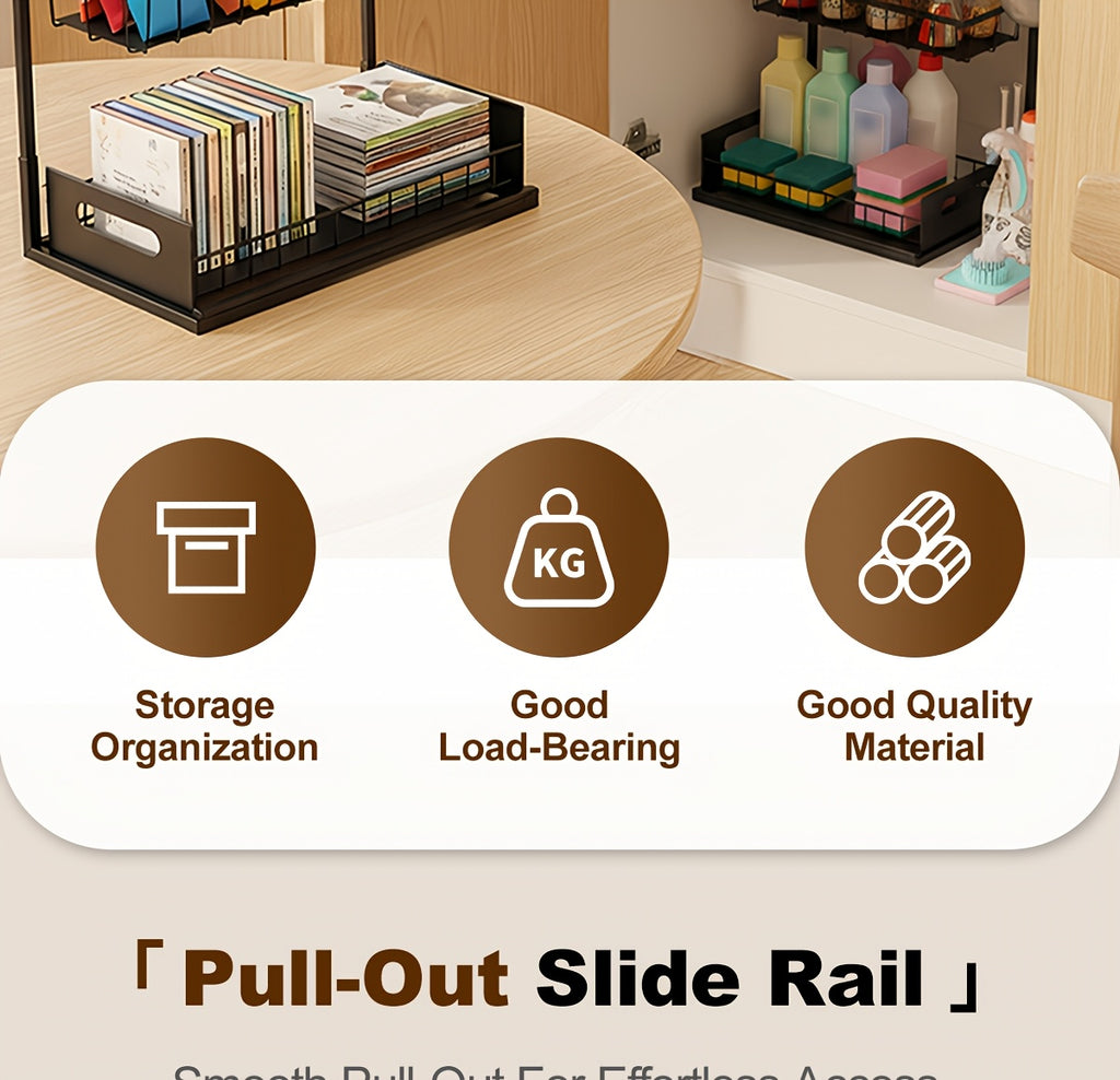 Kitchen Essential – 1/2pcs Kitchen Organizers And Storage, Kitchen Accessories, Utility Racks, Under Sink Organizer, Pull Out Cabinet Organizer, 2 Tier Slide Out Sink Shelf, Cabinet Storage