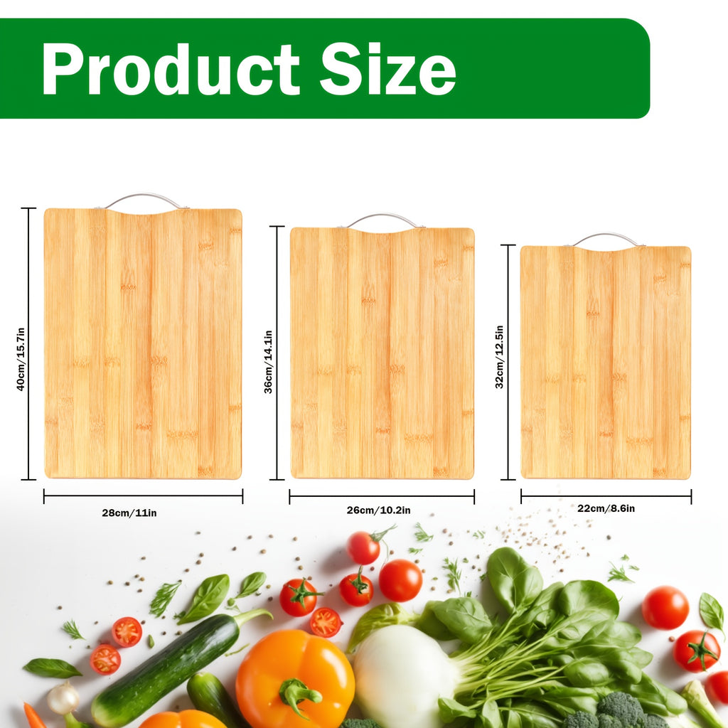 2-Pack Bamboo Cutting Boards Set 12.6X8.66inch And 15.75X11.02inch Dual Size Kitchen Chopping Boards for Food Prep